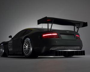 Превью обои aston martin, dbr9, 2005, черный, вид сбоку, стиль, спорт, астон мартин, авто