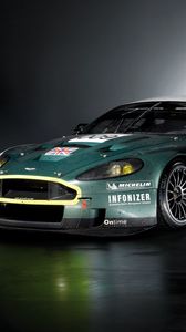 Превью обои aston martin, dbr9, 2007, зеленый, вид сбоку, стиль, спорт, авто