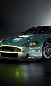 Превью обои aston martin, dbr9, 2007, зеленый, вид сбоку, стиль, спорт, авто