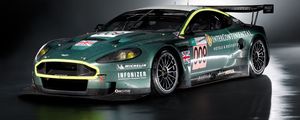 Превью обои aston martin, dbr9, 2007, зеленый, вид сбоку, стиль, спорт, авто