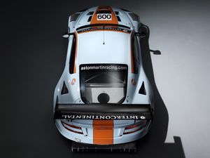 Превью обои aston martin, dbr9, 2008, белый, вид сверху, стиль, спорт, авто