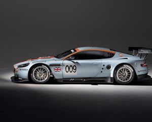 Превью обои aston martin, dbr9, 2008, белый, вид сбоку, стиль, спорт, астон мартин, авто