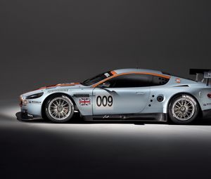 Превью обои aston martin, dbr9, 2008, белый, вид сбоку, стиль, спорт, астон мартин, авто