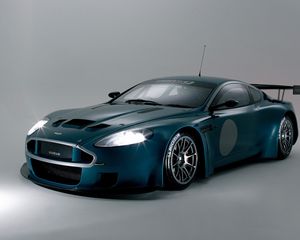 Превью обои aston martin, dbrs9, 2005, зеленый, вид спереди, стиль, астон мартин, авто, спорт