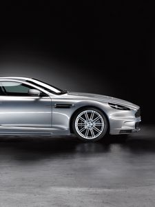 Превью обои aston martin, dbs, 2008, серый металлик, вид сбоку, астон мартин, авто