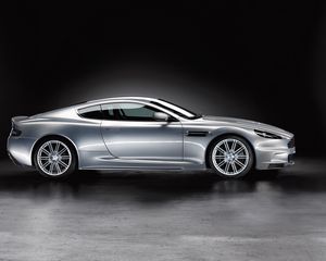 Превью обои aston martin, dbs, 2008, серый металлик, вид сбоку, астон мартин, авто