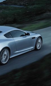 Превью обои aston martin, dbs, 2008, голубой, вид сбоку, стиль, астон мартин, скорость, авто