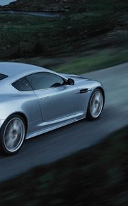 Превью обои aston martin, dbs, 2008, голубой, вид сбоку, стиль, астон мартин, скорость, авто