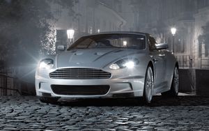 Превью обои aston martin, dbs, 2008, серый, вид спереди, стиль, астон мартин, авто, улица