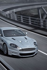 Превью обои aston martin, dbs, 2008, серый, вид спереди, авто, астон мартин, мост