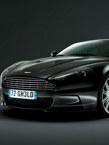 Превью обои aston martin, dbs, 2008, черный, вид спереди, стиль, авто