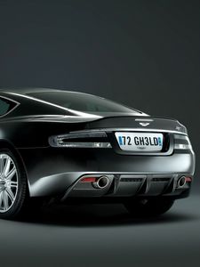 Превью обои aston martin, dbs, 2008, черный, вид сзади, стиль, астон мартин