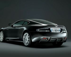 Превью обои aston martin, dbs, 2008, черный, вид сзади, стиль, астон мартин