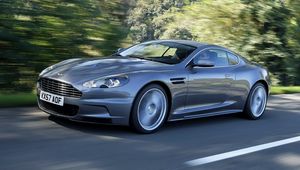 Превью обои aston martin, dbs, 2008, серый, вид сбоку, спорт, астон мартин, авто, деревья