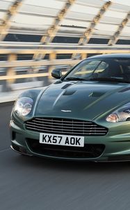 Превью обои aston martin, dbs, 2008, зеленый, вид спереди, авто, астон мартин, скорость