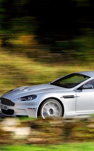 Превью обои aston martin, dbs, 2008, белый металлик, вид сбоку, авто, астон мартин, скорость