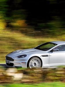 Превью обои aston martin, dbs, 2008, белый металлик, вид сбоку, авто, астон мартин, скорость