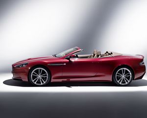 Превью обои aston martin, dbs, 2009, красный, вид сбоку, стиль, астон мартин, авто