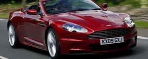 Превью обои aston martin, dbs, 2009, красный, вид спереди, авто, скорость, астон мартин, асфальт