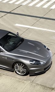 Превью обои aston martin, dbs, 2009, серый, вид сверху, стиль, астон мартин, асфальт