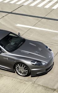 Превью обои aston martin, dbs, 2009, серый, вид сверху, стиль, астон мартин, асфальт