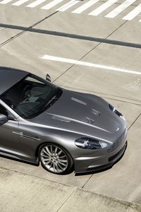 Превью обои aston martin, dbs, 2009, серый, вид сверху, стиль, астон мартин, асфальт