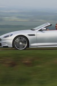 Превью обои aston martin, dbs, 2009, серебряный металлик, вид сбоку, стиль, астон мартин, авто, скорость