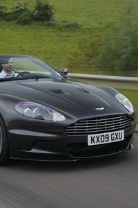 Превью обои aston martin, dbs, 2009, черный, вид спереди, авто, астон мартин, скорость