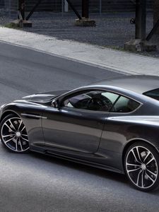 Превью обои aston martin, dbs, 2010, серый металлик, вид сбоку, стиль, астон мартин, асфальт