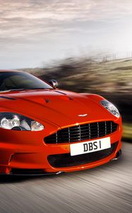 Превью обои aston martin, dbs, 2011, красный, вид спереди, стиль, астон мартин, авто, природа