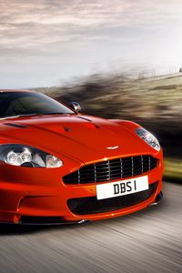 Превью обои aston martin, dbs, 2011, красный, вид спереди, стиль, астон мартин, авто, природа