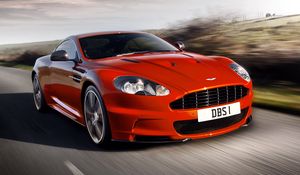 Превью обои aston martin, dbs, 2011, красный, вид спереди, стиль, астон мартин, авто, природа