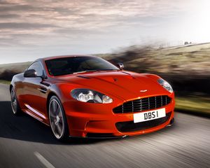 Превью обои aston martin, dbs, 2011, красный, вид спереди, стиль, астон мартин, авто, природа