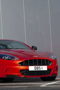 Превью обои aston martin, dbs, 2011, красный, вид спереди, спорт, астон мартин