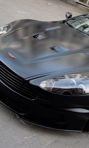 Превью обои aston martin, dbs, 2011, черный, вид спереди, стиль, астон мартин, отражение