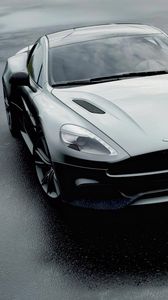 Превью обои aston martin dbs v12, aston martin, черный, вид спереди