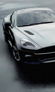Превью обои aston martin dbs v12, aston martin, черный, вид спереди
