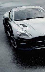 Превью обои aston martin dbs v12, aston martin, черный, вид спереди