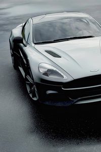 Превью обои aston martin dbs v12, aston martin, черный, вид спереди