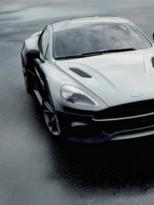 Превью обои aston martin dbs v12, aston martin, черный, вид спереди