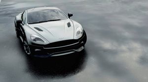 Превью обои aston martin dbs v12, aston martin, черный, вид спереди