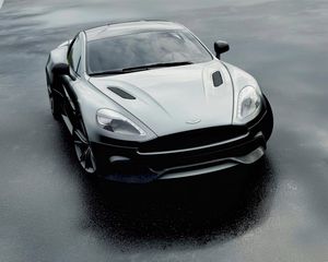 Превью обои aston martin dbs v12, aston martin, черный, вид спереди