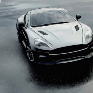 Превью обои aston martin dbs v12, aston martin, черный, вид спереди