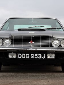 Превью обои aston martin dbs, v8, 1969, серый, вид спереди, ретро, астон мартин, авто