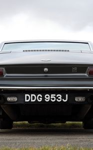 Превью обои aston martin, dbs, v8, 1969, серый, вид сзади, авто, астон мартин, деревья