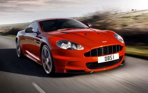 Превью обои aston martin, красный, авто, стиль, движение