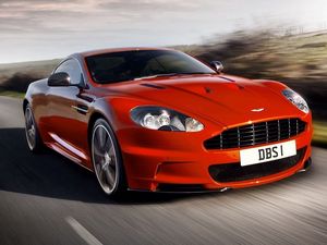 Превью обои aston martin, красный, авто, стиль, движение