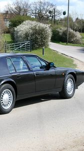 Превью обои aston martin, lagonda, 1987, черный, вид сбоку, авто, астон мартин, природа