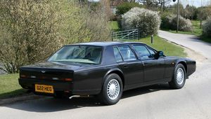 Превью обои aston martin, lagonda, 1987, черный, вид сбоку, авто, астон мартин, природа