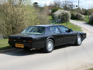 Превью обои aston martin, lagonda, 1987, черный, вид сбоку, авто, астон мартин, природа